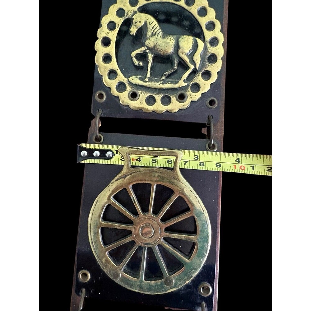Vintage Horse Wall Rack Brass Tone Equestrian Decor Tie Belt Holder - Picture 8 of 10